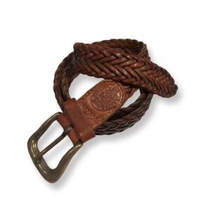 Roots | Canadian Leather Braided Belt | Solid Brass Buckle | Size 38